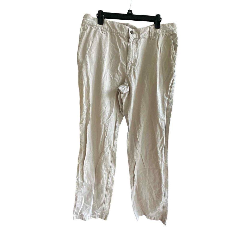 Columbia Men Utility Outdoor Pant 38X34 Zip Pocket 100 Cotton Regular Fit Beige
